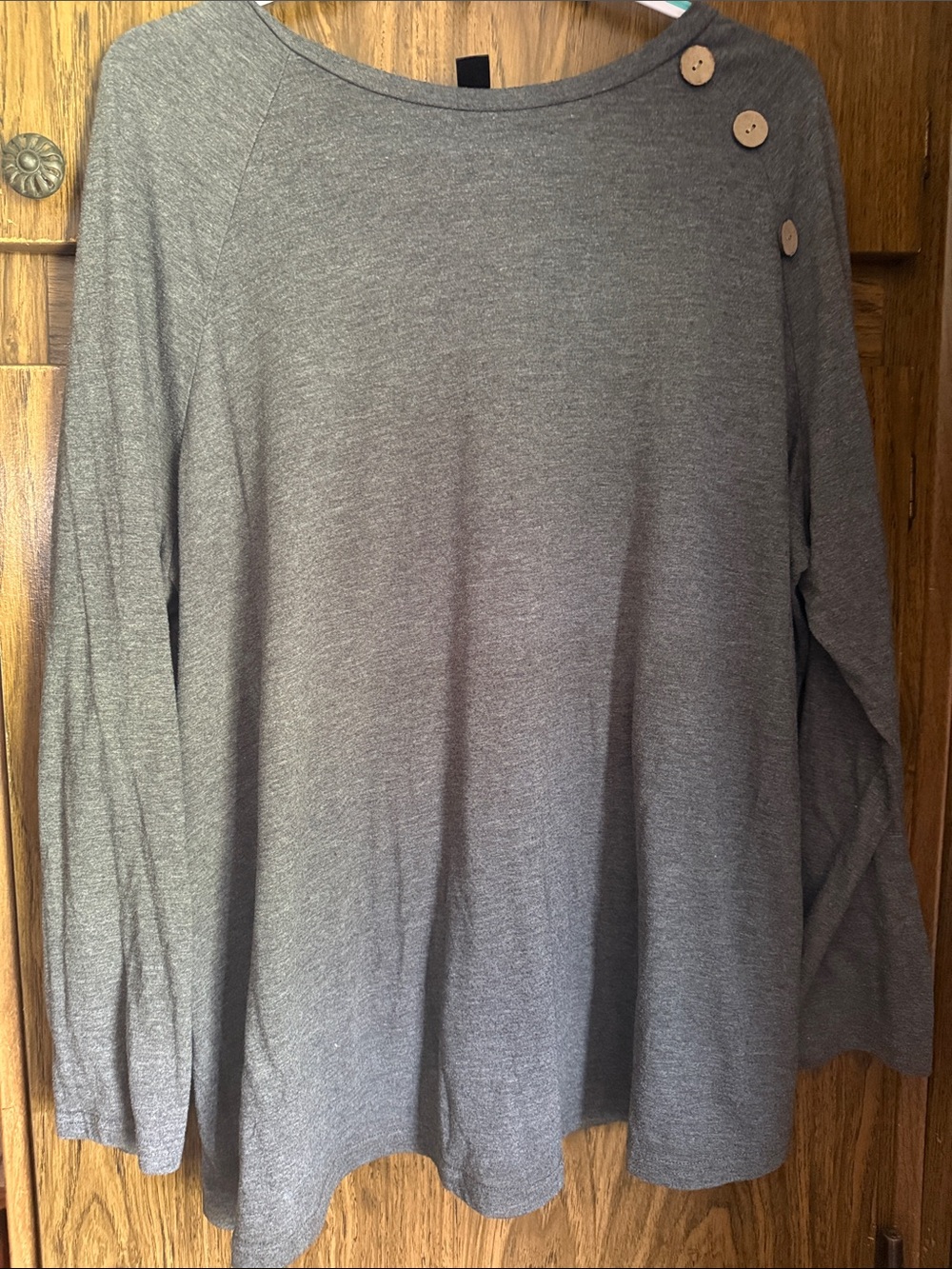SHEIN Gray Crewneck Sweater with Shoulder Buttons